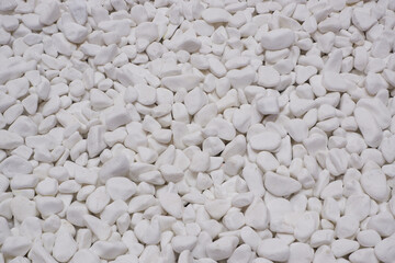 white river grit stones background. White marble gravel. Crushed stone texture.