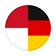 round icon with indonesia and germany flags. vector illustration isolated on white background