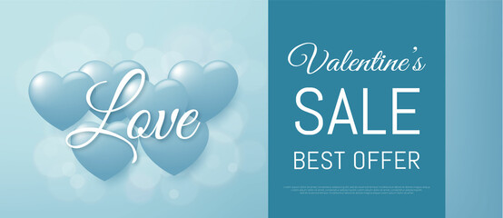 Valentine's day sale banner template with a heart shape balloons decoration