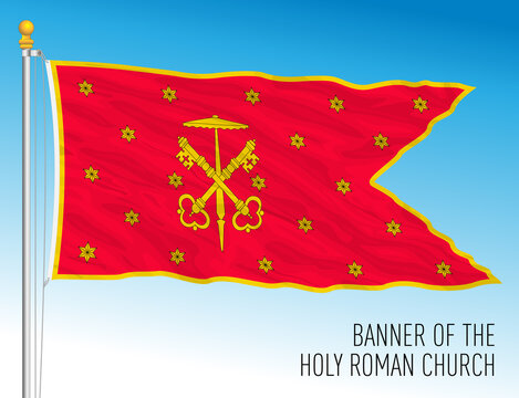 Holy Roman Church historical flag, old italian country, vector illustration