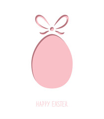 Pink Easter card with simple egg. Vector template for laser cut.