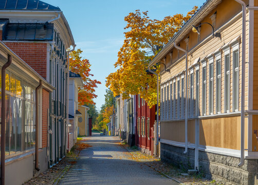 Street of Kristiinankaupunki town in Finland