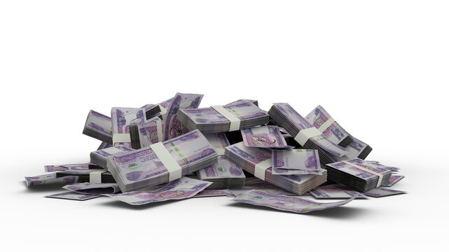 3D Stack of 200 Ethiopian birr notes isolated on white background