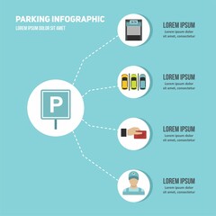 Fototapeta na wymiar Infographic Parking with sign, symbol, and icon