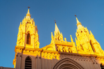 Sunset in the beautiful church of the city of Malaga, Andalusia. Church of San Juan Bautista