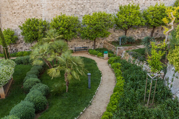 Small park in the old town of Dubrovnik, Croatia