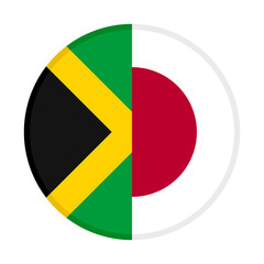 Fototapeta premium round icon with jamaica and japan flags. vector illustration isolated on white background