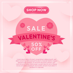 Lovely Valentines Day Sale 50% Off Vector Design great to be used as a sale banner relating to valentine&rsquo;s day