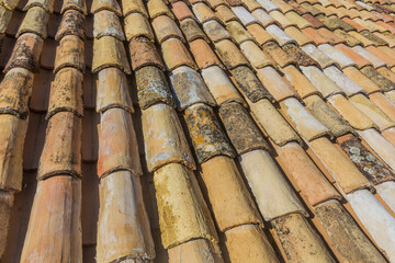 Fired clay tile roof in the old town of Dubrovnik, Croatia