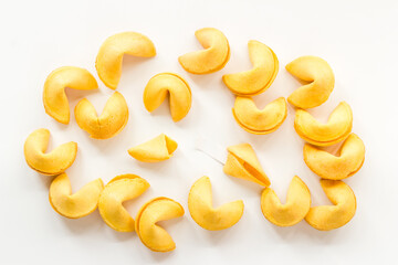 A lot of Chinese New Year fortune cookies. Chinese New Year background
