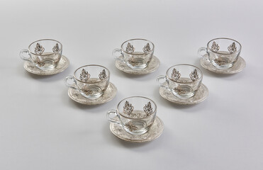 Gold and silver zinc cup of the white background style.
