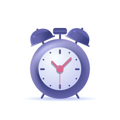 3d clock vector illustration.  Isolated 3D alarm clock icon. Isolated illustration of 3d alarm clock