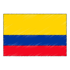 Hand drawn sketch flag of Colombia. doodle style icon
