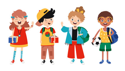 Set Of Various Teen College Students