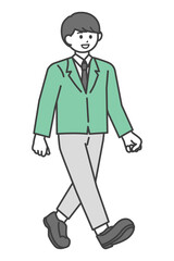 歩いている学生の男の子のイラスト素材