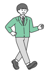 歩いている学生の男の子のイラスト素材