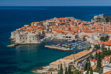 Aerial view of the old town of Dubrovnik, Croatia