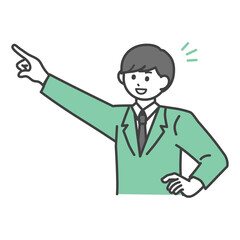 ポーズをとる男子学生の上半身のイラスト素材