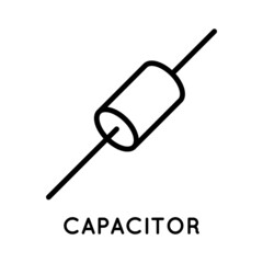 Capacitor line icon, an electronic device designed to store the energy of an electric field, in a simple style isolated on white background. Vector sign in simple style isolated on white background. 
