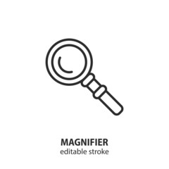 Magnifier line vector icon. Editable stroke.