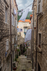 Narrow alley in the old town of Dubrovnik, Croatia