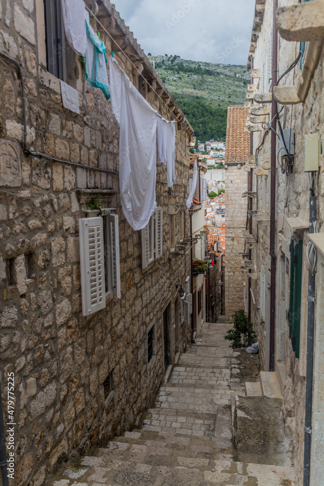 Wall mural Narrow alley in the old town of Dubrovnik, Croatia