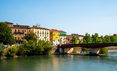 Obraz premium Scene along the river Adige in Verona, Italy 