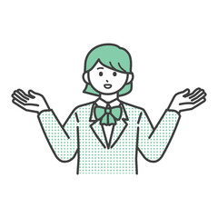 手を挙げる女子学生のイラスト素材