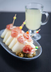 spanish jamon with melon snack