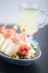 spanish jamon with melon snack