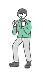 ガッツポーズをする男子学生のイラスト素材