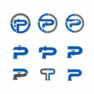 letter P plumbing logo