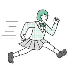 走っている女子学生のイラスト素材