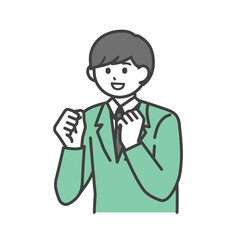 ガッツポーズをする男子学生のイラスト素材