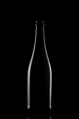 Wine bottle shape on dark background