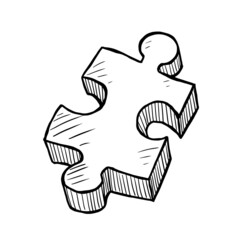 piece of jigsaw puzzle doodle vector illustration