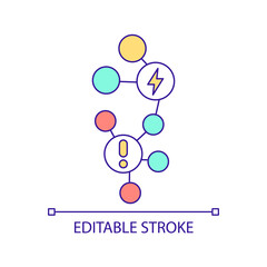 Smart grids analytics technology RGB color icon. Control system. Prevention of breakdowns. Isolated vector illustration. Simple filled line drawing. Editable stroke. Arial font used