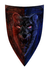 Medieval shield with wolf emblem