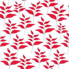  rood naadloos patroon met bladeren © AVADA
