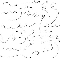 Dashed line arrows vector set 