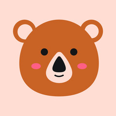 the bear head in a cute illustration style. a collection of animal cartoons in a vector graphic. a funny element decoration in a flat drawing.