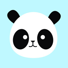 the panda head in a cute illustration style. a collection of animal cartoons in a vector graphic. a funny element decoration in a flat drawing.