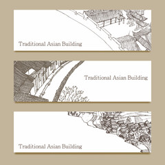 Architecture banners design.Traditional asian building.
