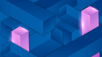 Elegant block shiny purple on blue Abstract Design Background