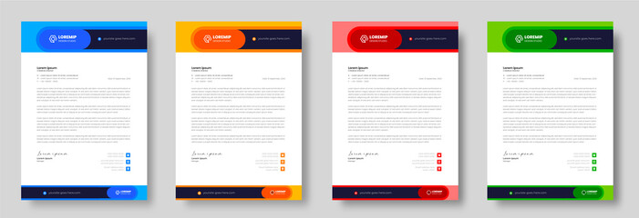 corporate modern letterhead design template with yellow, blue, green and red color. creative modern letter head design template for your project. letterhead, letter head, Business letterhead design.