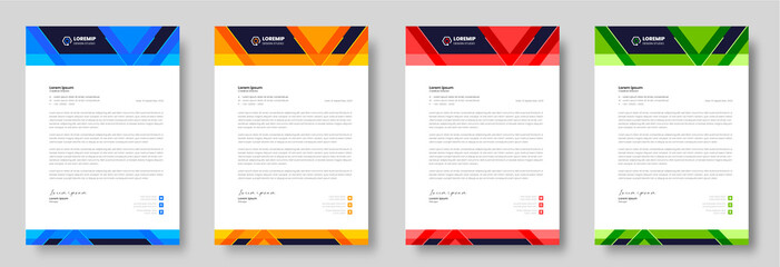 corporate modern letterhead design template with yellow, blue, green and red color. creative modern letter head design template for your project. letterhead, letter head, Business letterhead design.