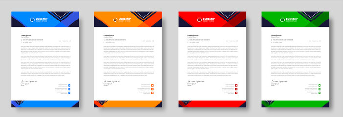 corporate modern letterhead design template with yellow, blue, green and red color. creative modern letter head design template for your project. letterhead, letter head, Business letterhead design.