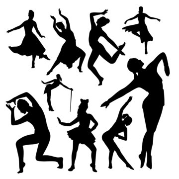 people activity, dancing and sport silhouette