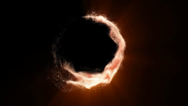 Round futuristic portal is open particles Digital data flow Lens flare 4k