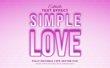 Simple love with pink purple theme 3d editable text effect template